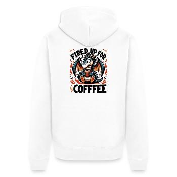 Coffee Dragon Fire Joy - Unisex Premium Organic Zip Hoodie - white - Back - Thijin (182cm)