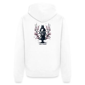 Samurai in the magic of cherry blossoms - Unisex Premium Organic Zip Hoodie - white - Back - Thijin (182cm)