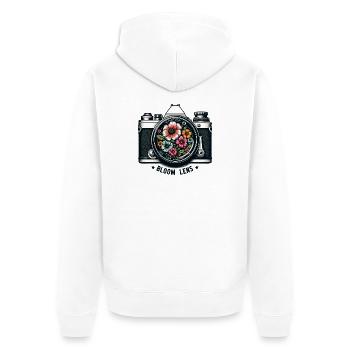 Blumenlinse Retro Florale Motive - Unisex Premium Bio Zip Hoodie - Weiß - Hinten - Thijin (182cm)