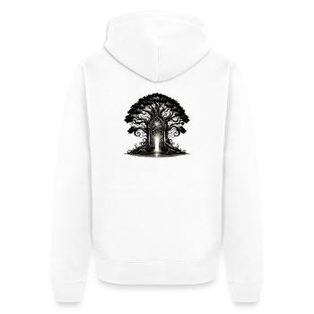 Lichttor des Kristallbaums - Unisex Premium Bio Zip Hoodie - Weiß - Hinten - Thijin (182cm)