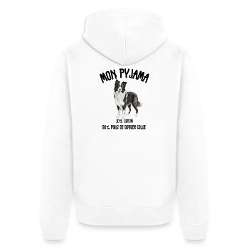 Pyjama Drôle Chien Border Collie - Veste à capuche bio Premium Unisexe - blanc - Dos - Thijin (182cm)