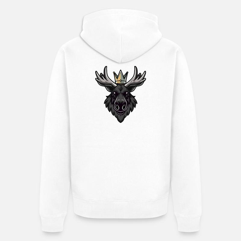 Elch Kopf Krone - Unisex Premium Bio Zip Hoodie - Weiß