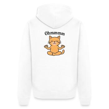 Ohmmmm Yoga Cat Relaxed Meditating Design - Unisex Premium Organic Zip Hoodie - white - Back - Thijin (182cm)