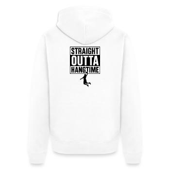 Straight Outta Hangtime Basketball Sport  - Unisex Premium Bio Zip Hoodie - Weiß - Hinten - Thijin (182cm)