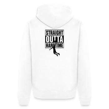 Straight Outta Hangtime Basketball Sports - Unisex Premium Organic Zip Hoodie - white - Back - Thijin (182cm)