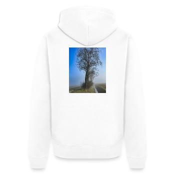 Lonely tree in morning mist - Unisex Premium Organic Zip Hoodie - white - Back - Thijin (182cm)