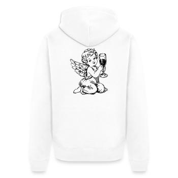 Sekt Engel – Cherub mit Sektglas Vintage - Unisex Premium Organic Zip Hoodie - white - Back - Thijin (182cm)