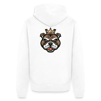 Bulldog Hund Krone - Unisex Premium Bio Zip Hoodie - Weiß - Hinten - Thijin (182cm)