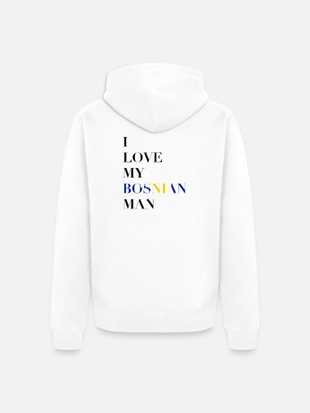 I LOVE MY BOSNIAN MAN - Unisex Premium Bio Zip Hoodie - Weiß