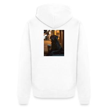 Night lounge dog with sunglasses - Unisex Premium Organic Zip Hoodie - white - Back - Thijin (182cm)