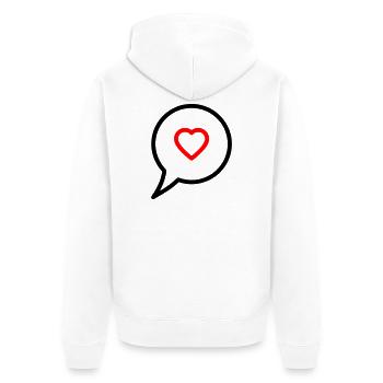Chat d’amour cœur dans la bulle de dialogue - Veste à capuche bio Premium Unisexe - blanc - Dos - Thijin (182cm)