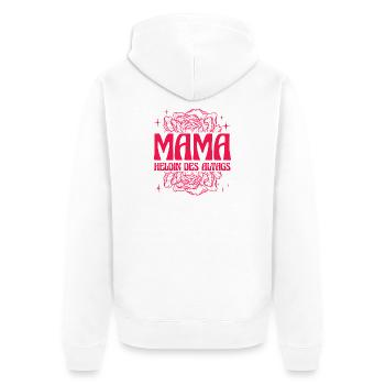 Mama Heldin des Alltags Retro Blumen Design - Unisex Premium Bio Zip Hoodie - Weiß - Hinten - Thijin (182cm)