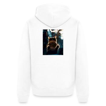 Balançoire de chat sous la veilleuse - Veste à capuche bio Premium Unisexe - blanc - Dos - Thijin (182cm)