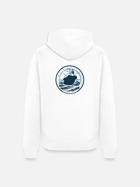 Nordstrand | Wenn die Insel ruft - Wellen Nordsee - Unisex Premium Bio Zip Hoodie - Weiß
