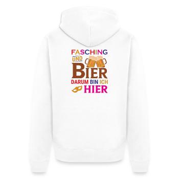 Carnaval et bière, c’est pour ça que je suis là - Veste à capuche bio Premium Unisexe - blanc - Dos - Thijin (182cm)