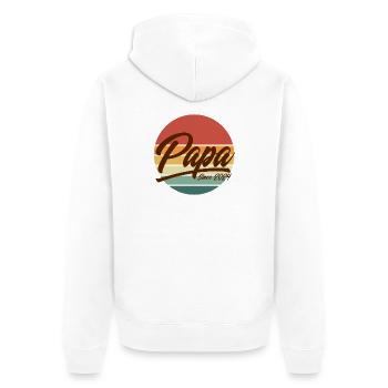 Papa depuis l’année 2024 Retro Sunset Est - Veste à capuche bio Premium Unisexe - blanc - Dos - Thijin (182cm)