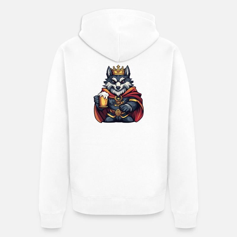 Roi de la Bière de Loup - Veste à capuche bio Premium Unisexe - blanc