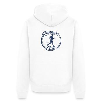 Runners Club Laufsport Logo - Unisex Premium Bio Zip Hoodie - Weiß - Hinten - Thijin (182cm)
