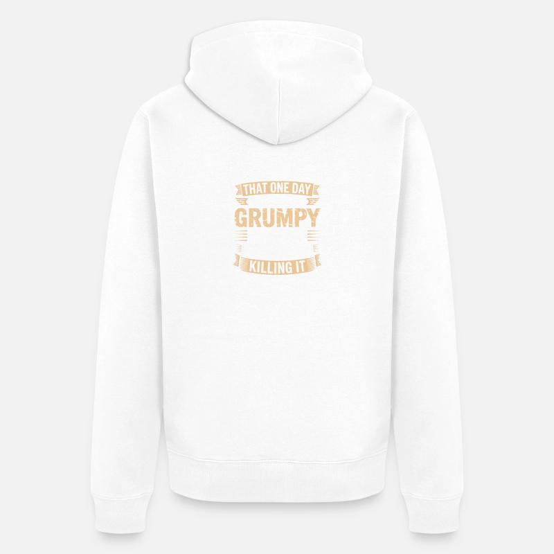 Grumpy Old Man Killing It - Unisex Premium Organic Zip Hoodie - white