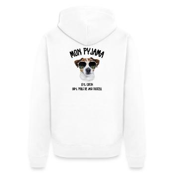 Jack Russell Hundepyjama-Humor - Unisex Premium Bio Zip Hoodie - Weiß - Hinten - Thijin (182cm)