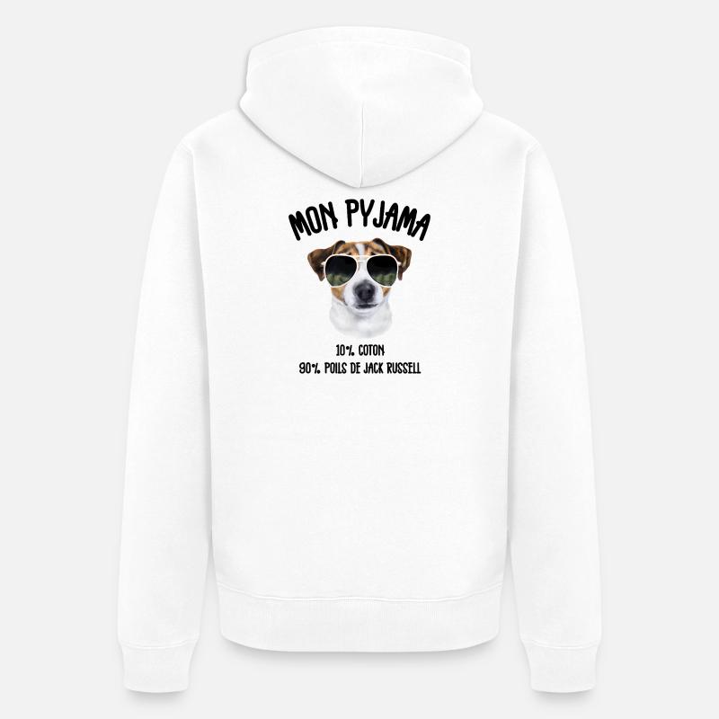 Pyjama Chien Jack Russell Humour - Veste à capuche bio Premium Unisexe - blanc