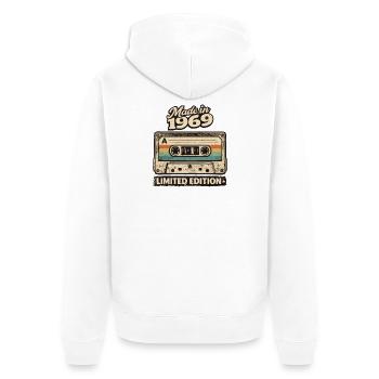 Made in 1969 Retro Kassette Limited Edition - Unisex Premium Bio Zip Hoodie - Weiß - Hinten - Thijin (182cm)