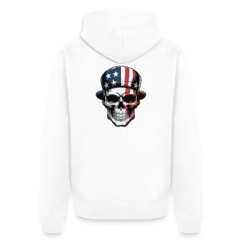 USA Totenkopf - Design du Crâne Patriote - Veste à capuche bio Premium Unisexe - blanc - Dos - Thijin (182cm)