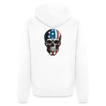 USA Totenkopf - Design du Crâne Patriote - Veste à capuche bio Premium Unisexe - blanc - Dos - Thijin (182cm)