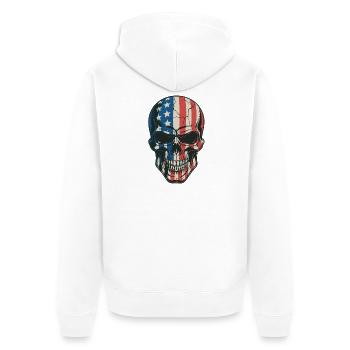 USA Totenkopf - Design du Crâne Patriote - Veste à capuche bio Premium Unisexe - blanc - Dos - Thijin (182cm)