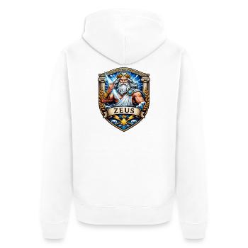 Zeus Thunderstorm Shield - Unisex Premium Organic Zip Hoodie - white - Back - Thijin (182cm)