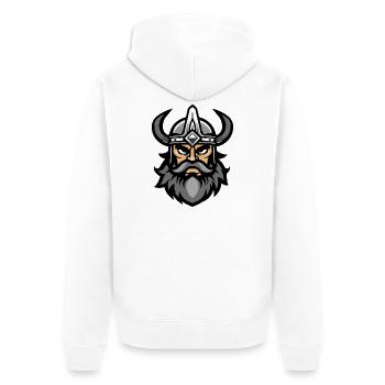 Viking Head Valhalla - Unisex Premium Organic Zip Hoodie - white - Back - Thijin (182cm)
