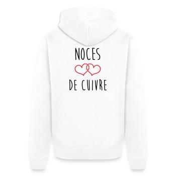 Copper Wedding 32 Years of Happiness - Unisex Premium Organic Zip Hoodie - white - Back - Thijin (182cm)