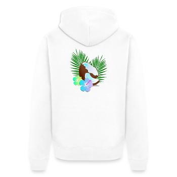 Kokosnuss Insel Tropen Hibiskus - Unisex Premium Bio Zip Hoodie - Weiß - Hinten - Thijin (182cm)