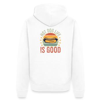 hot dog life is good - Unisex Premium Bio Zip Hoodie - Weiß - Hinten - Thijin (182cm)
