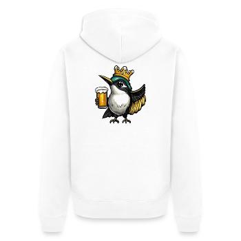Kolibri Vogel Bier König - Unisex Premium Bio Zip Hoodie - Weiß - Hinten - Thijin (182cm)