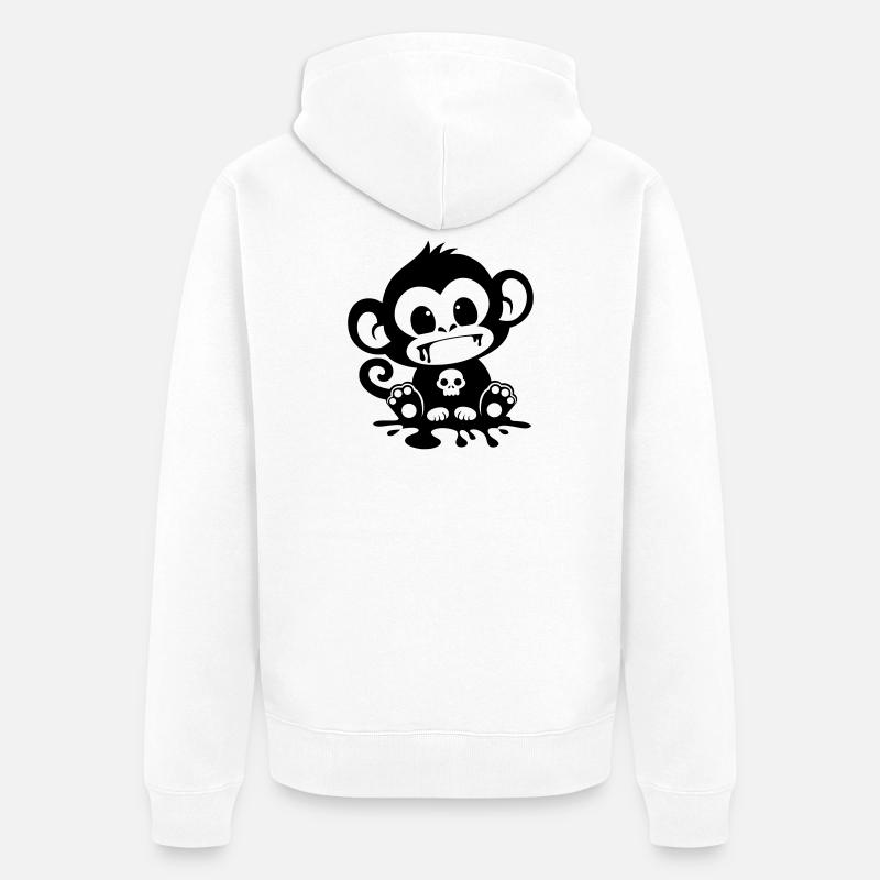 Spooky Affe mit Totenkopf - Unisex Premium Bio Zip Hoodie - Weiß
