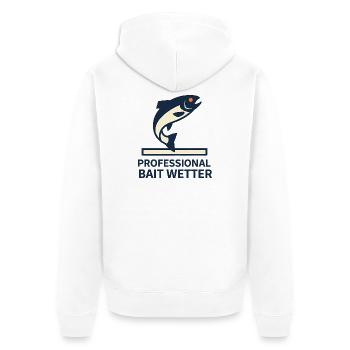 Pro Bait Wetter - Unisex Premium Bio Zip Hoodie - Weiß - Hinten - Thijin (182cm)