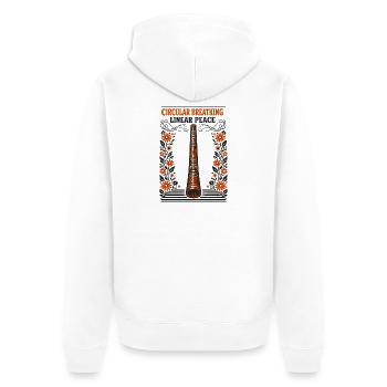 Circular breathing, inner peace | Didgeridoo - Unisex Premium Organic Zip Hoodie - white - Back - Thijin (182cm)