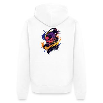 Guerrier samouraï dans un motif de manga kung-fu de tempête en couleur - Veste à capuche bio Premium Unisexe - blanc - Dos - Thijin (182cm)