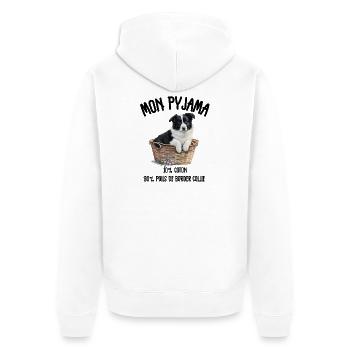 Pyjama Drôle Chien Border Collie - Veste à capuche bio Premium Unisexe - blanc - Dos - Thijin (182cm)