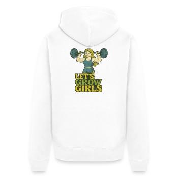 Lets Grow Girls Weightlifting - Unisex Premium Organic Zip Hoodie - white - Back - Thijin (182cm)