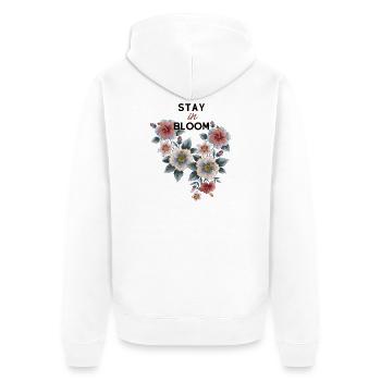 Floral design "Stay in Bloom" - Unisex Premium Organic Zip Hoodie - white - Back - Thijin (182cm)