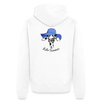 Bonjour Girafe d’été Chappeau de soleil bleu design animalier - Veste à capuche bio Premium Unisexe - blanc - Dos - Thijin (182cm)