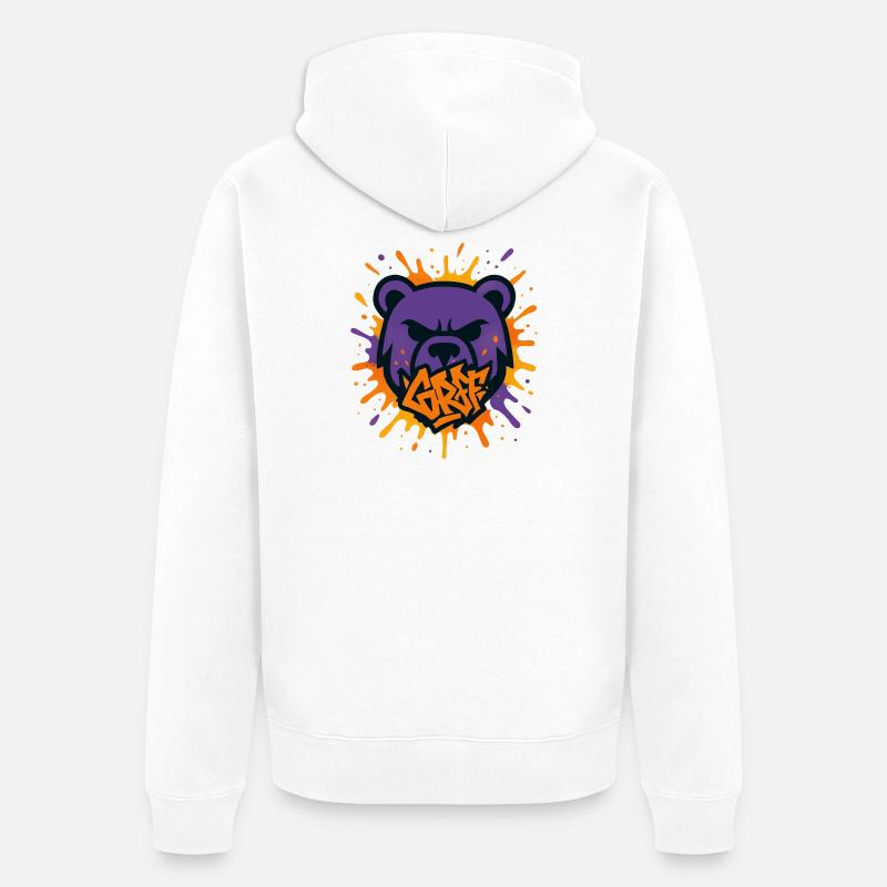Ours mal léché Pop Art - Veste à capuche bio Premium Unisexe - blanc