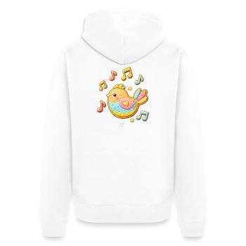Cute Bird as Decorated Cookie Illustration - Unisex Premium Organic Zip Hoodie - white - Back - Thijin (182cm)