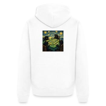 Des chats jouant au Mahjong Van Gogh - Veste à capuche bio Premium Unisexe - blanc - Dos - Thijin (182cm)