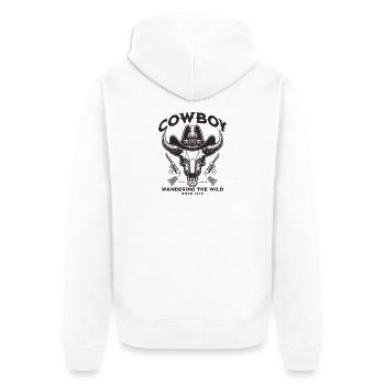 Vintage Western Cowboy Skull - Unisex Premium Organic Zip Hoodie - white - Back - Thijin (182cm)