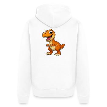 Lustiger Dino Cartoon T-Rex - Unisex Premium Bio Zip Hoodie - Weiß - Hinten - Thijin (182cm)