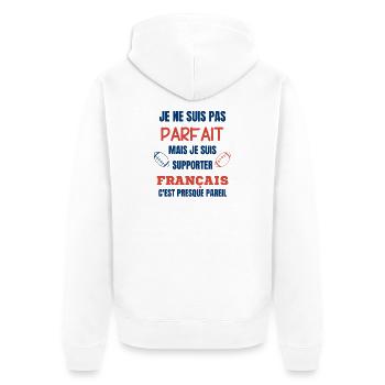 Supporter Rugby Français Humour - Veste à capuche bio Premium Unisexe - blanc - Dos - Thijin (182cm)