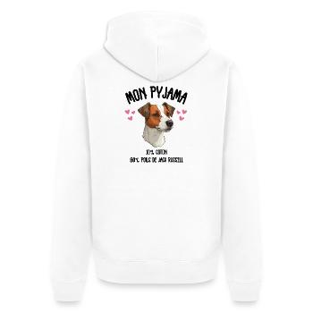 Jack Russell Hundepyjama-Humor - Unisex Premium Bio Zip Hoodie - Weiß - Hinten - Thijin (182cm)